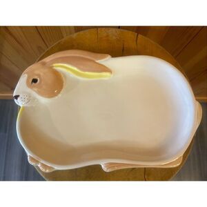 Vintage BUNNY RABBIT Small Platter Serving Dish Tray JAPAN (5701)